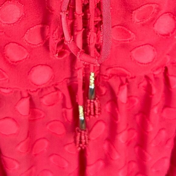 Soft Surroundings Besito Blouse red polka dot bell sleeve sz M - Picture 6 of 15